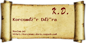 Korcsmár Dóra névjegykártya